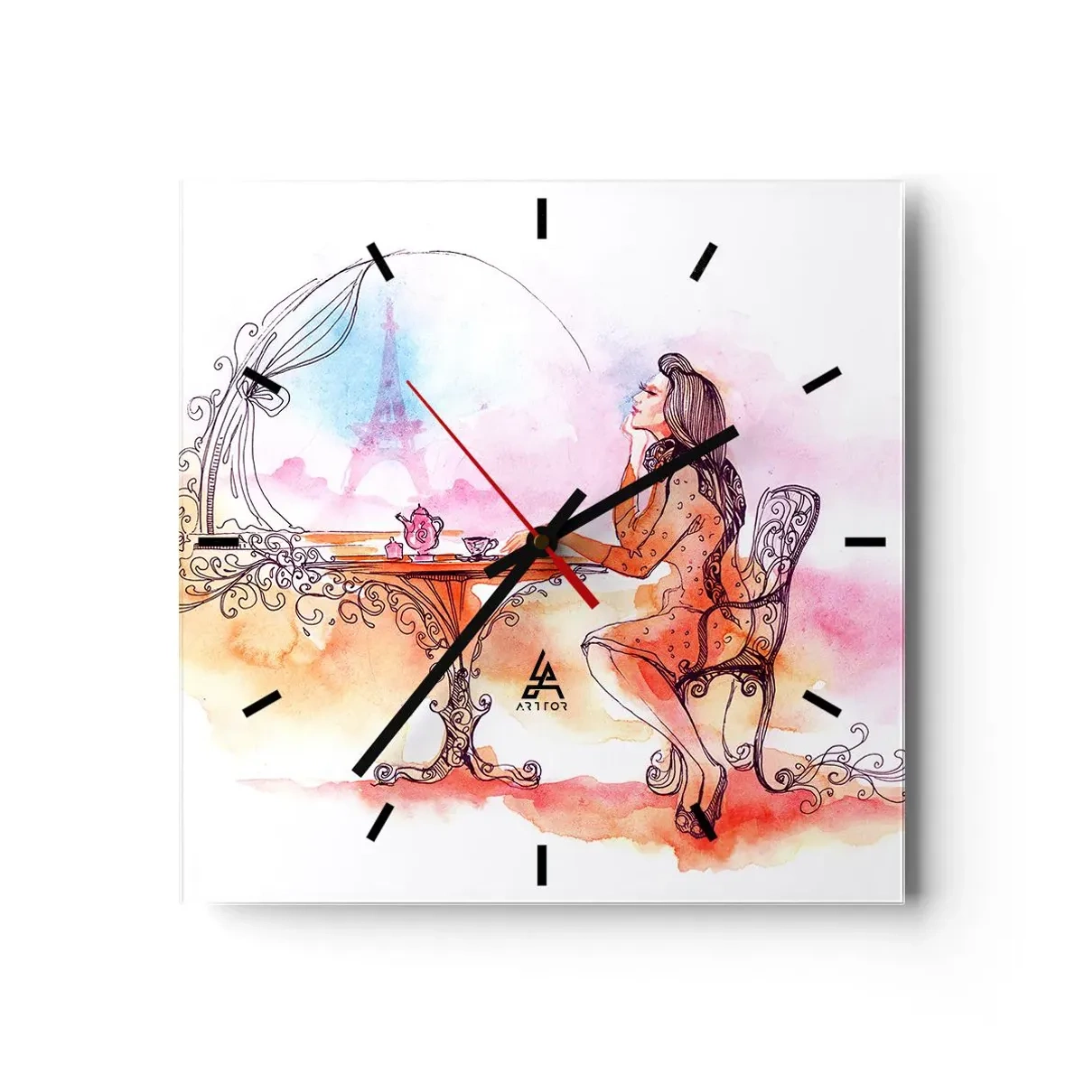 Väggklocka - Klocka på glas - Paris stil - 30x30 cm