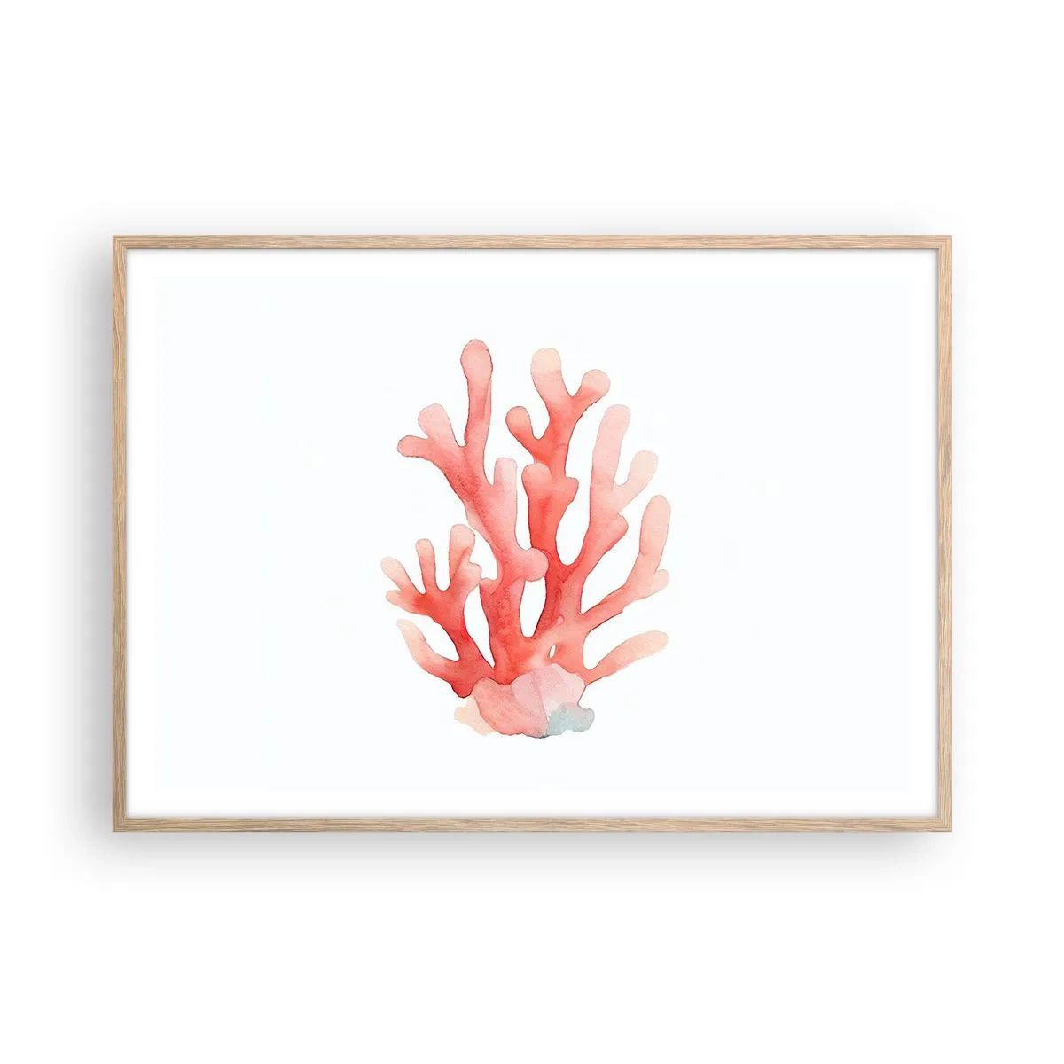 Affisch i ram av ljusek - Korallfärgad korall - 100x70 cm