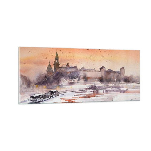 Glastavla - Bild på glas - Kunglig solnedgång - 100x40 cm