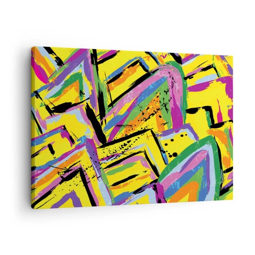 Canvastavla - Bild på duk - Livfull abstraktion i ljusa färger och dynamiska former - 70x50cm - Skriker av glädje - Modern väggdekoration för vardagsrum och sovrum ARTTOR