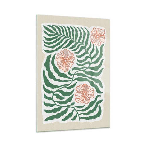 Glastavla - Bild på glas - Blommande i grönt - 50x70 cm