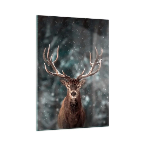 Glastavla - Bild på glas - Krönt skogens kung - 50x70 cm