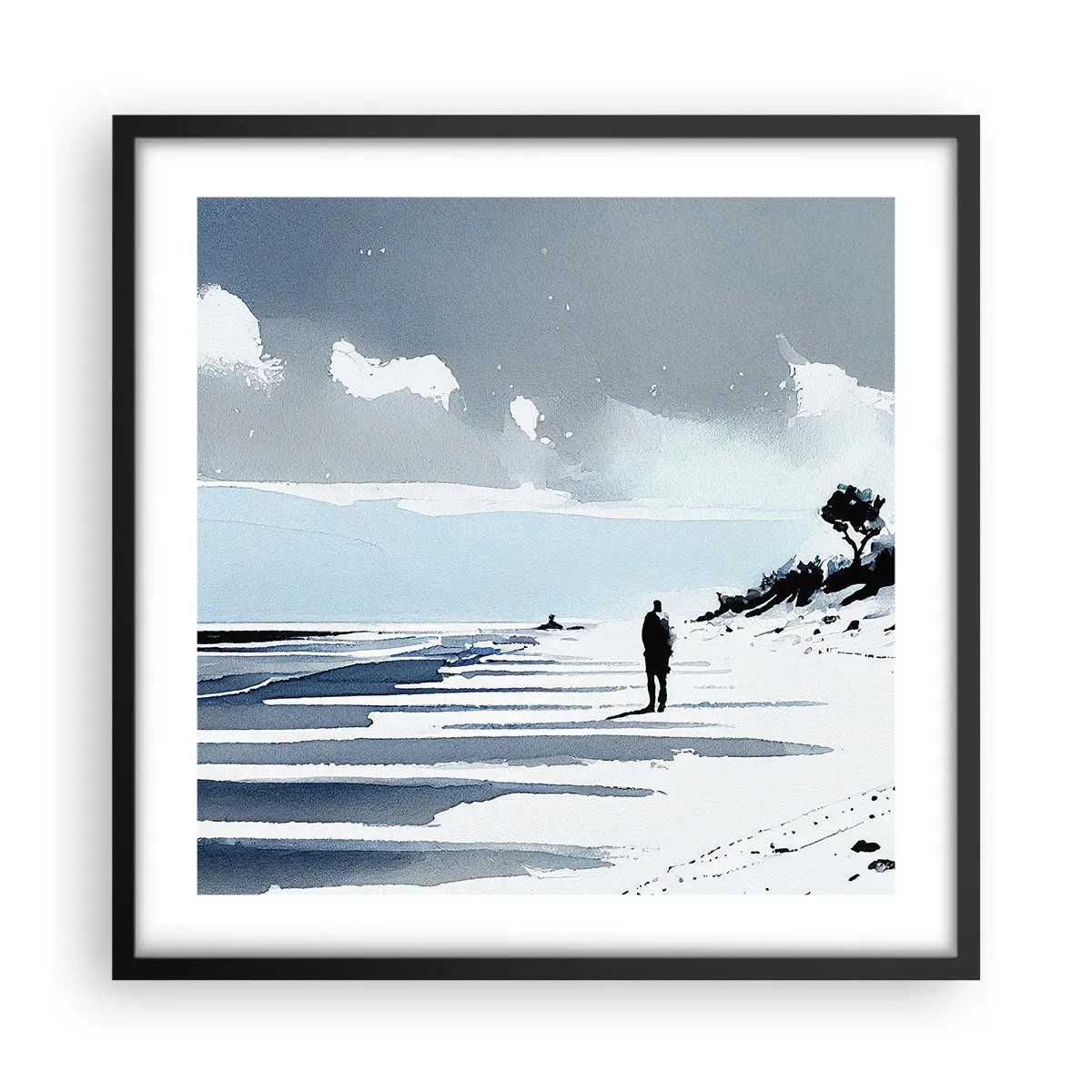 Affisch i svart ram - Ensam - 50x50 cm