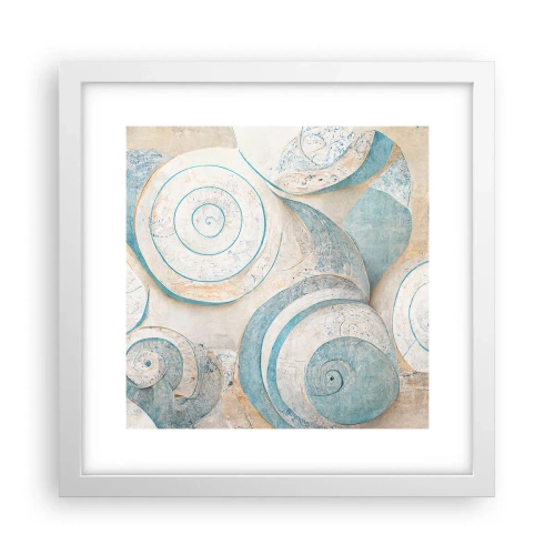 Affisch i vit ram - Vad döljer musslan? - 30x30 cm