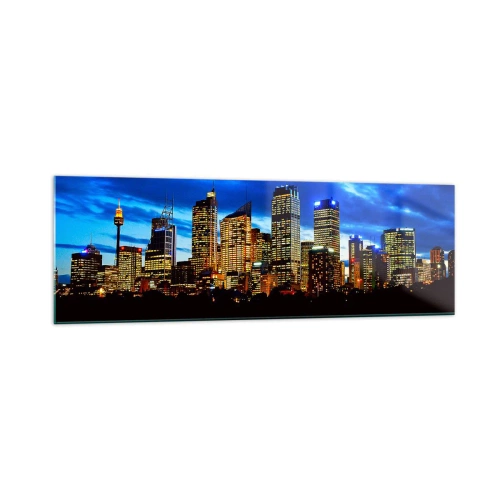 Glastavla - Bild på glas - Ljusens och färgernas natt - 160x50 cm