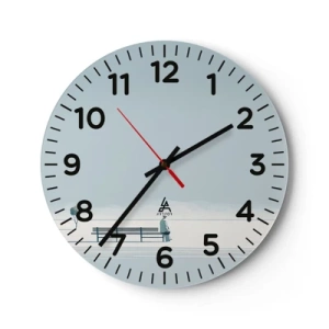 Väggklocka - Klocka på glas - Ja, jag väntar. - 30x30 cm