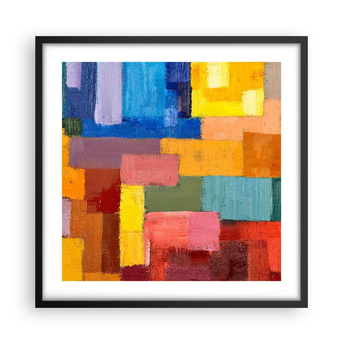 Affisch i svart ram - Alla olika, alla färgglada - 50x50 cm