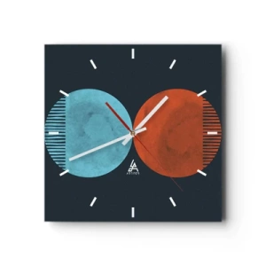 Väggklocka - Klocka på glas - Endast geometri? - 30x30 cm