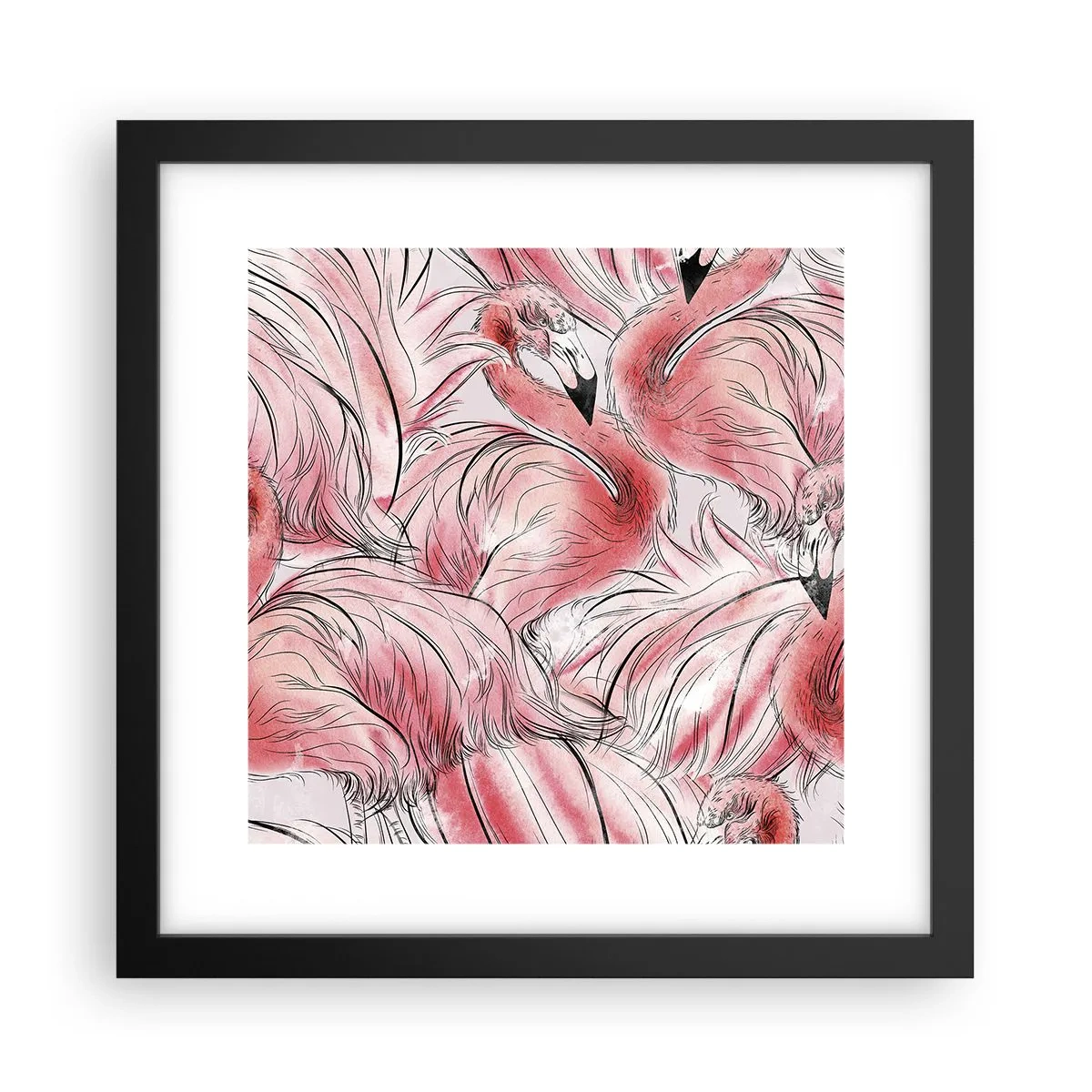 Affisch i svart ram - Fåglarnas corps de ballet - 30x30 cm