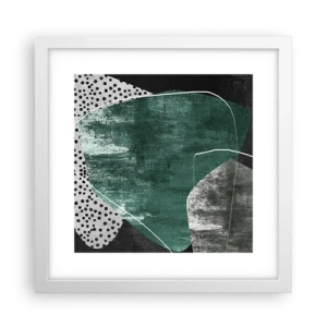 Affisch i vit ram - Färgstark abstraktion med en guldflinga - 30x30 cm