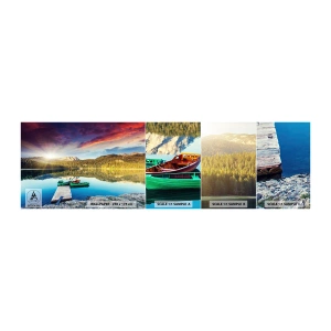 Provbit av självhäftande fototapet Deluxe Sticker - Vid spegelklart vatten - Landskap, Berg, Skog - 100x30 cm