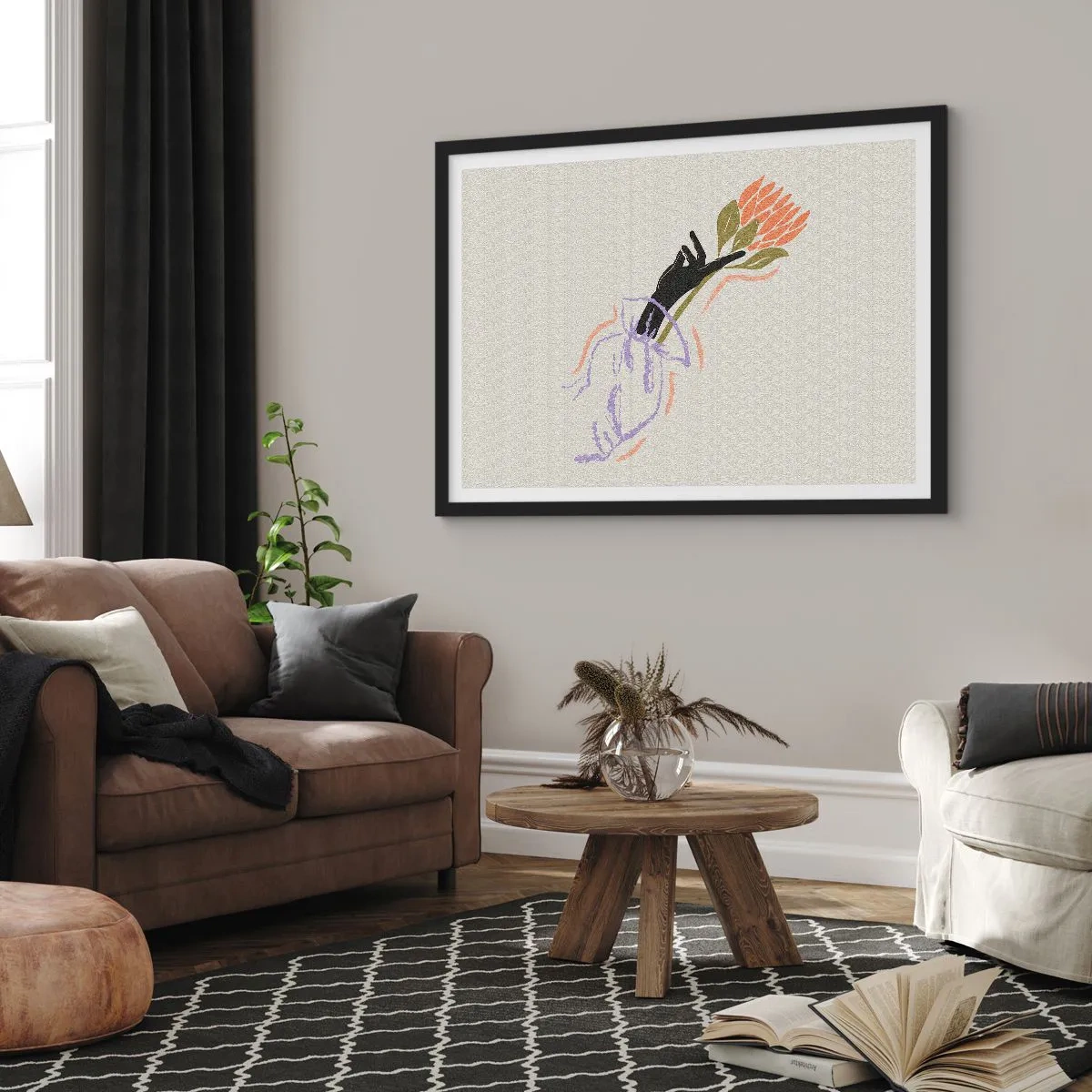 Affisch i svart ram - En systerlig beröring - 100x70 cm