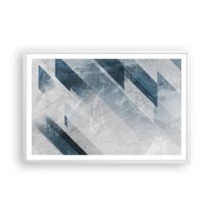 Affisch i vit ram - Tredimensionell komposition – gråhetens rörelse - 91x61 cm