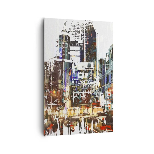 Canvastavla - Bild på duk - Blinkande stad - 80x120 cm