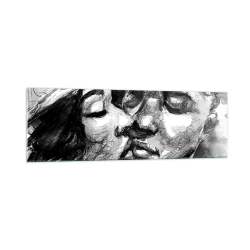 Glastavla - Bild på glas - Ett ömt ögonblick - 160x50 cm