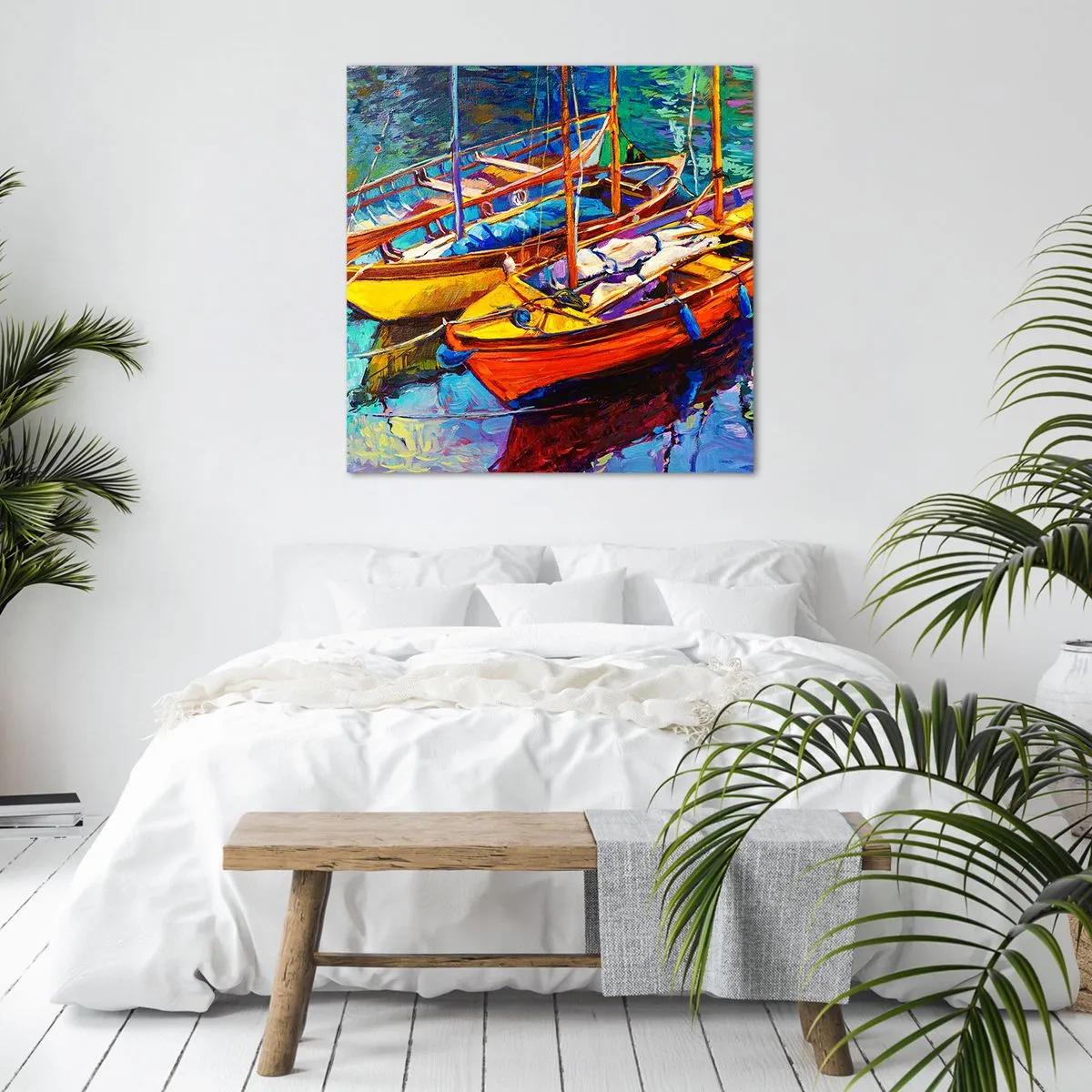 Canvastavla - Bild på duk - På ett färgtjockt vatten - 60x60 cm