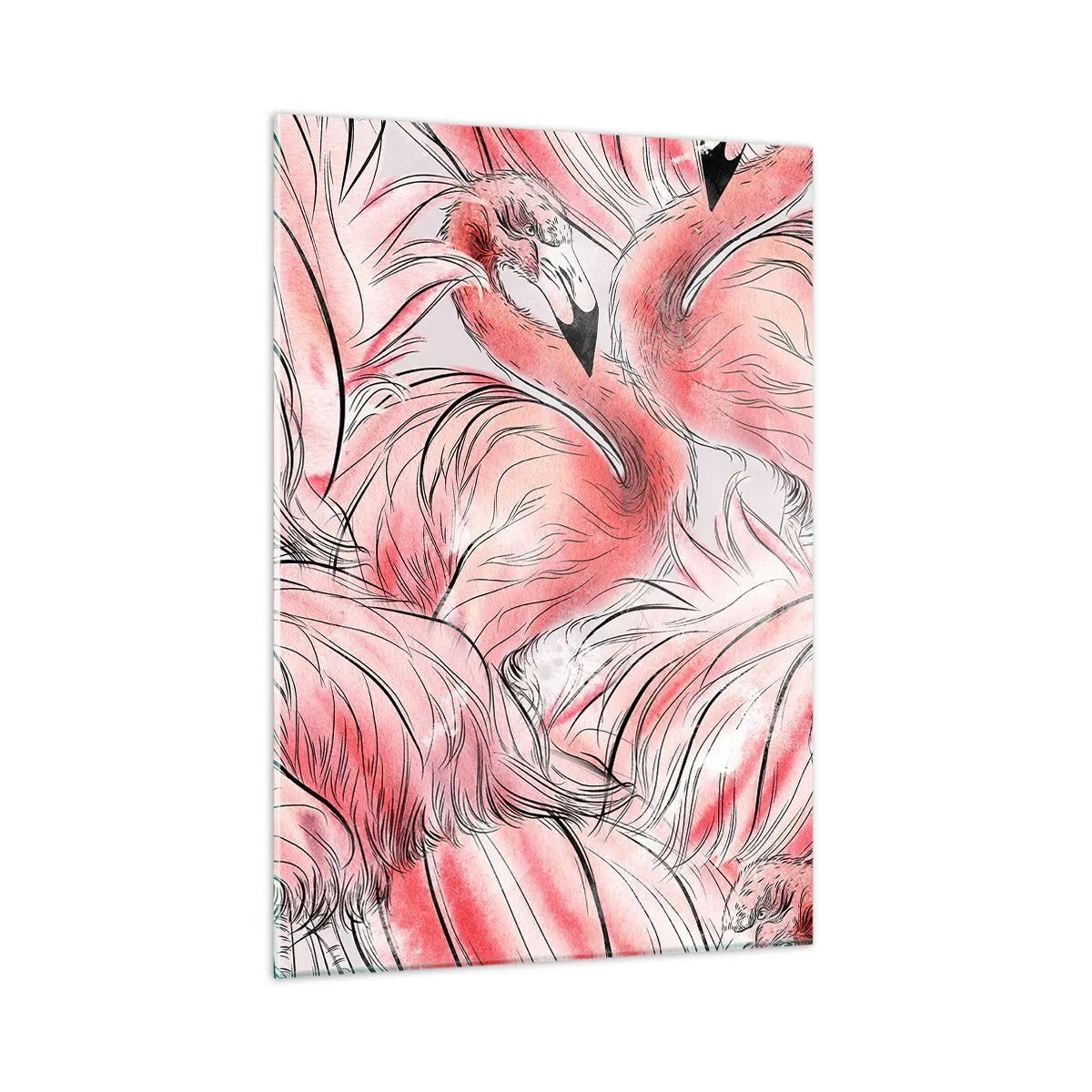 Glastavla - Bild på glas - Fåglarnas corps de ballet - 50x70 cm
