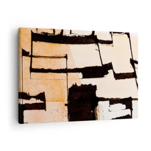 Canvastavla - Bild på duk - Geometriska mönster i nyanser av brunt och beige - 70x50cm - Ändå ordning - Modern väggdekoration för vardagsrum och sovrum ARTTOR