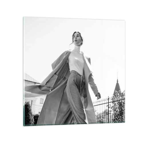 Glastavla - Bild på glas - Följer du med mig? - 70x70 cm