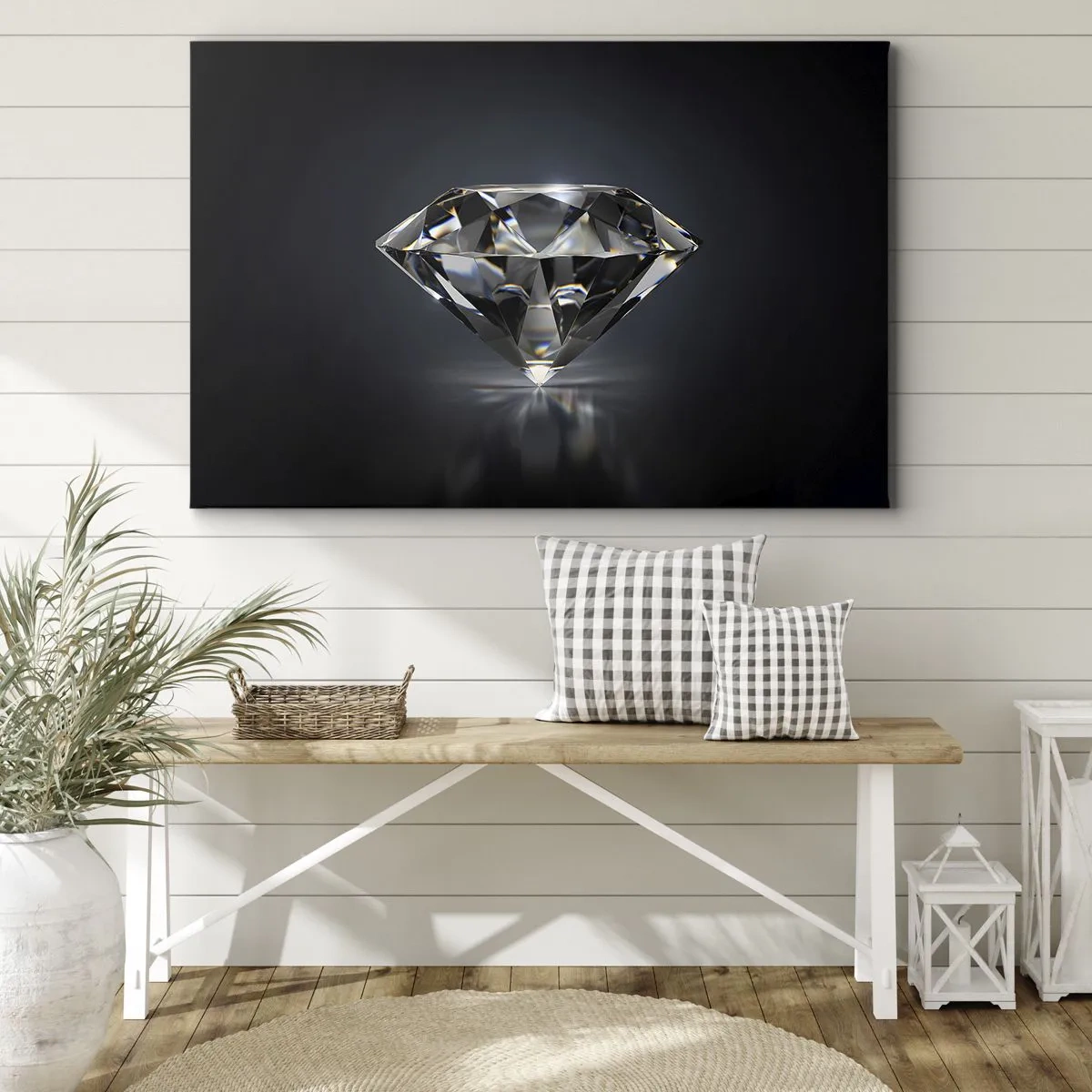 Canvastavla - Bild på duk - En konstnärlig tolkning av en diamant mot en mörk bakgrund - 70x50cm - Bästa flickvännen - Modern väggdekoration för vardagsrum och sovrum ARTTOR