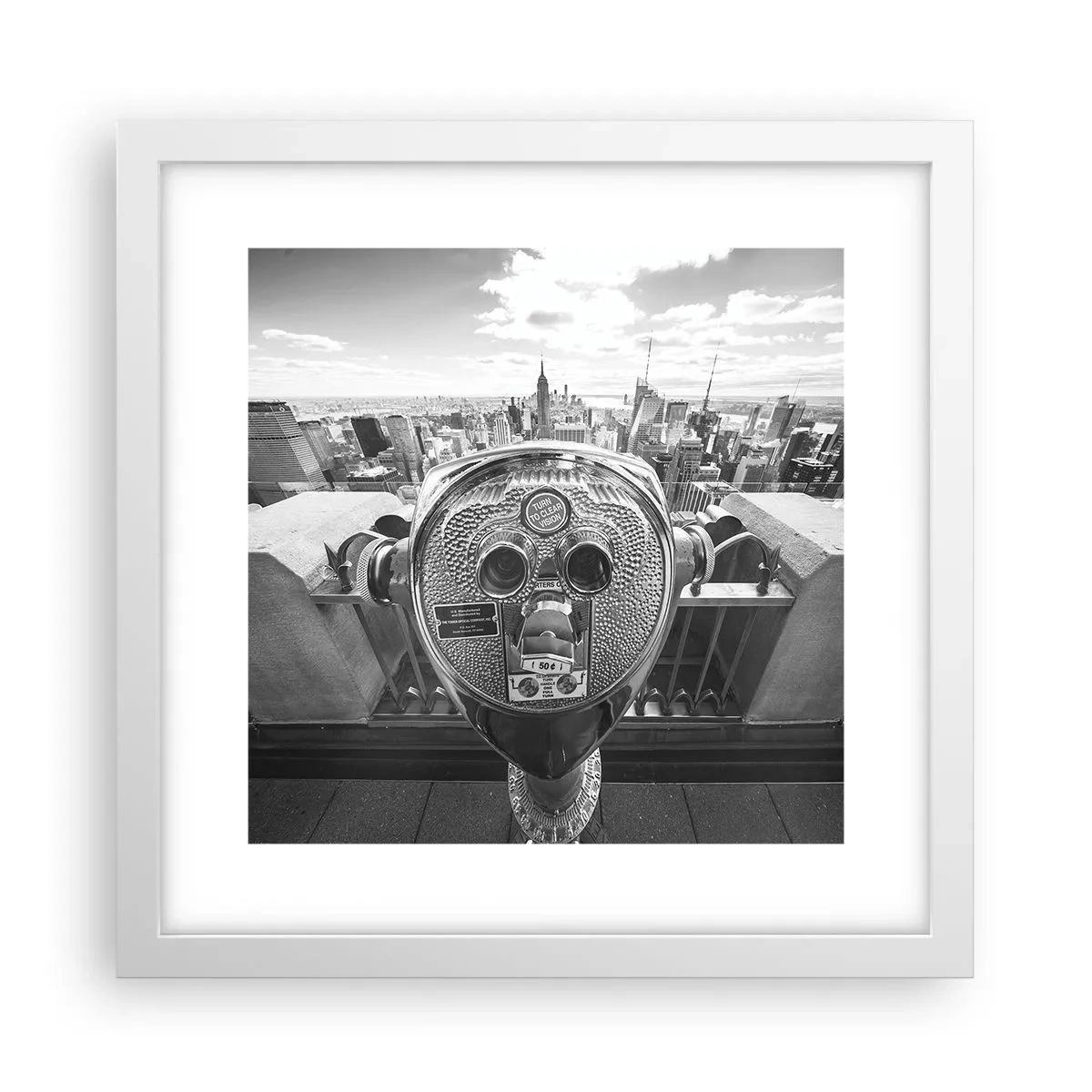 Affisch i vit ram - Stad över städerna - 30x30 cm