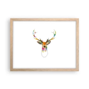 Affisch i ram av ljusek - Hjort badar i färg - 40x30 cm