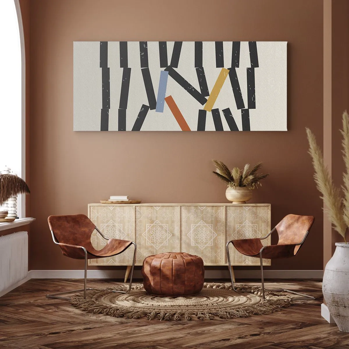 Canvastavla - Bild på duk - Domino - komposition - 100x40 cm