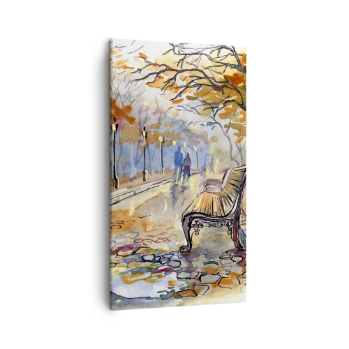 Canvastavla - Bild på duk - Vandra tillsammans mot hösten - 45x80 cm
