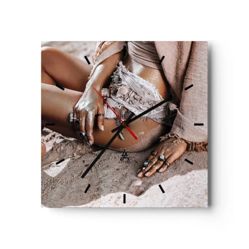 Väggklocka - Klocka på glas - Utkastad av vågorna? - 40x40 cm