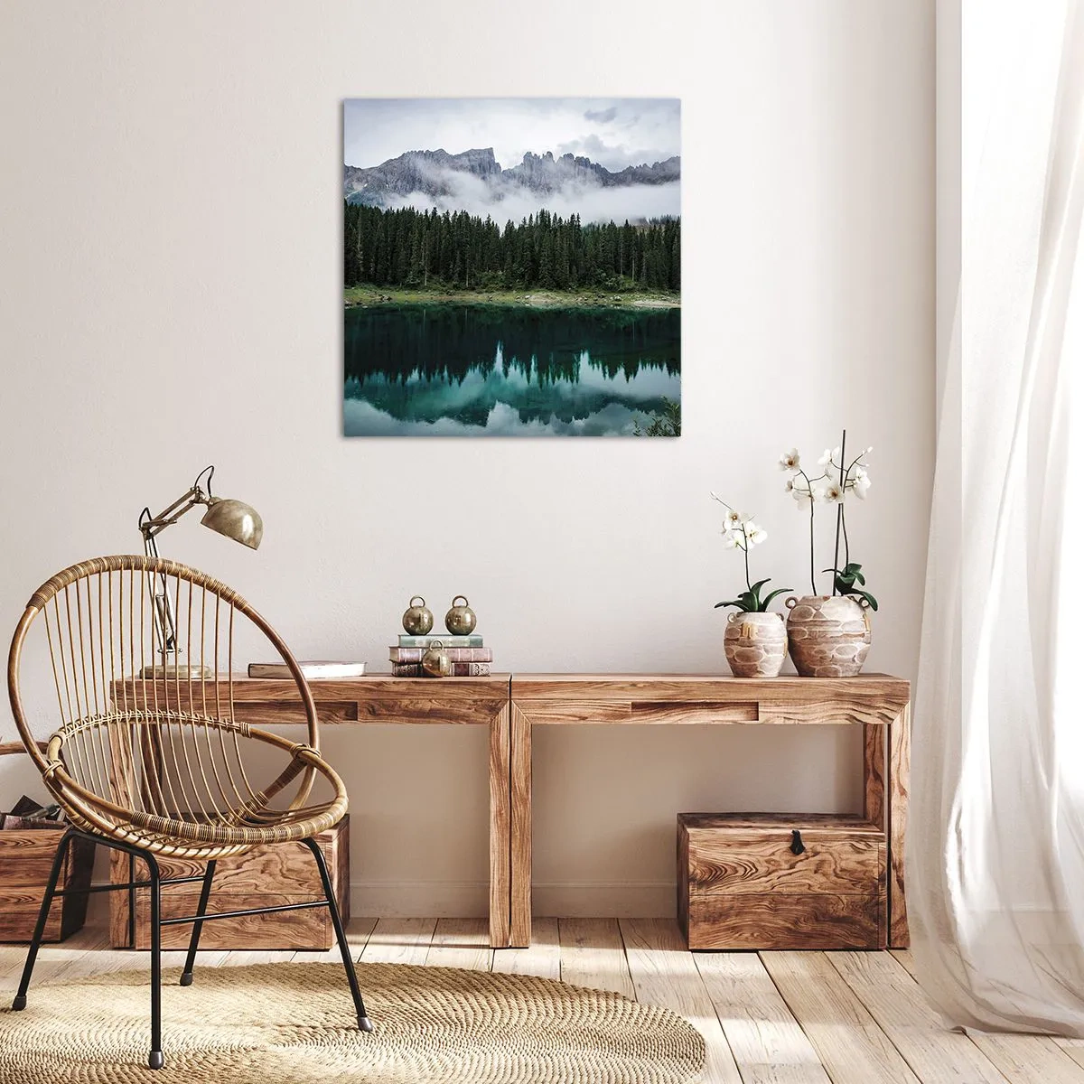 Canvastavla - Bild på duk - Tyst, tyst, väck inte sovande vatten... - 70x70 cm