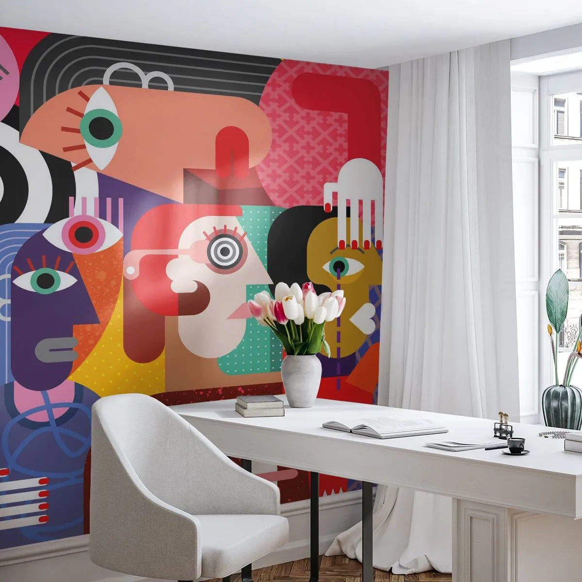 Självhäftande Fototapet Deluxe Sticker - Vi är från Picasso - Abstraktion, Kubism, människor - 250x175 cm