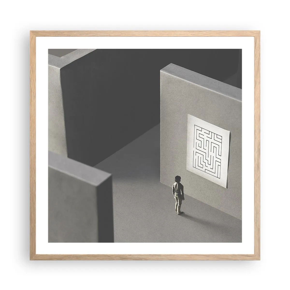 Affisch i ram av ljusek - Men var är jag? - 60x60 cm