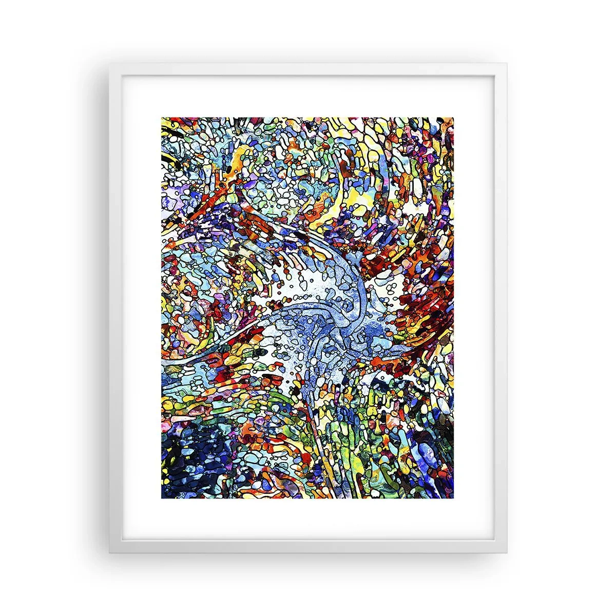 Affisch i vit ram - Glasmålning - droppar - 40x50 cm