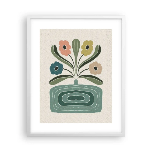 Affisch i vit ram - Symmetrisk bukett - 40x50 cm