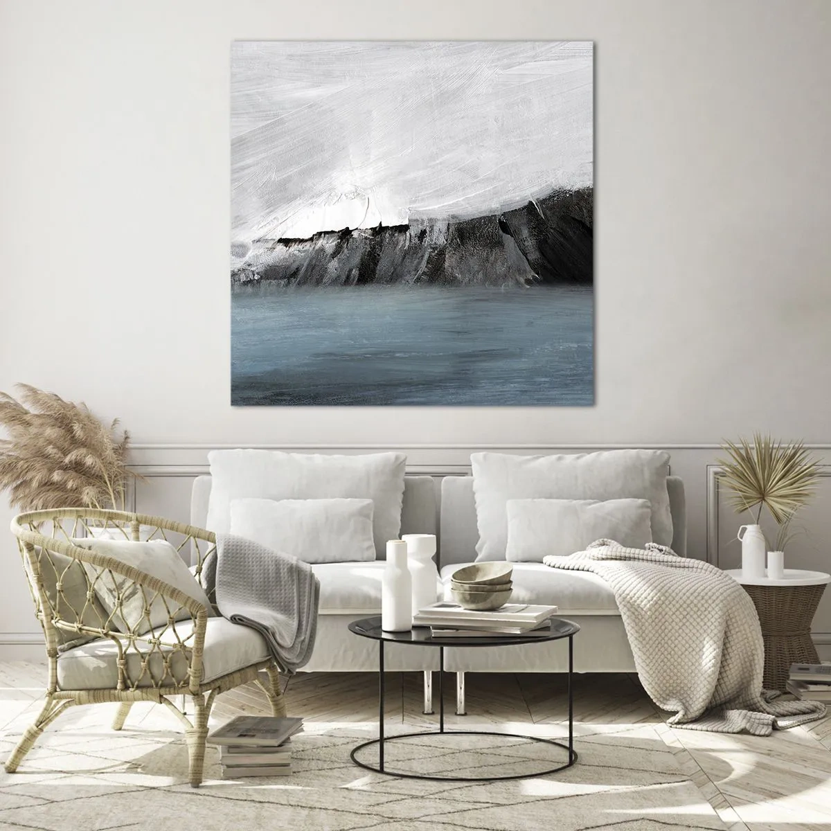Glastavla - Bild på glas - Vatten - jord: en krock mellan elementen - 40x40 cm