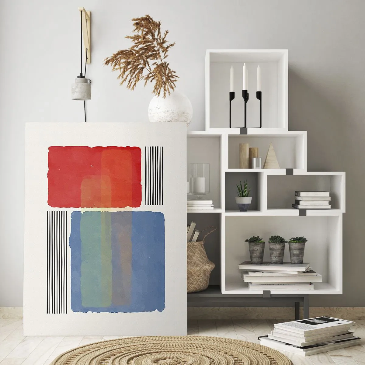 Glastavla - Bild på glas - Geometrins anda  - 50x70 cm