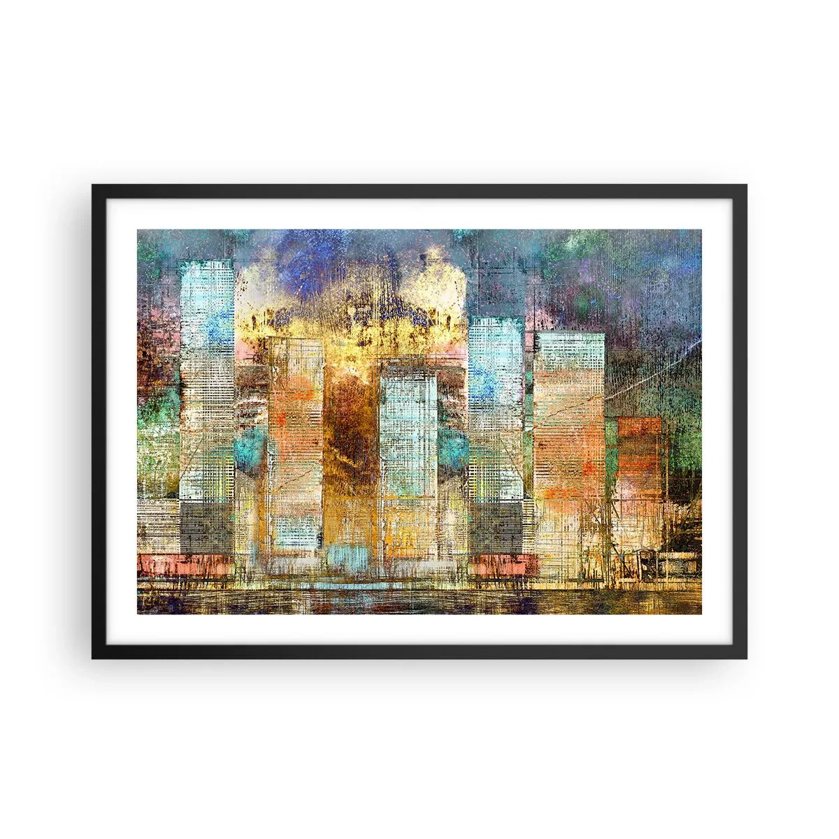 Affisch i svart ram - Solig metropol - 70x50 cm