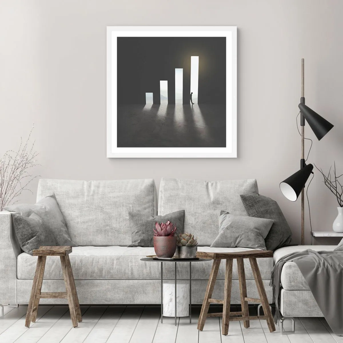 Affisch i vit ram - Framgång - ett intryck - 50x50 cm