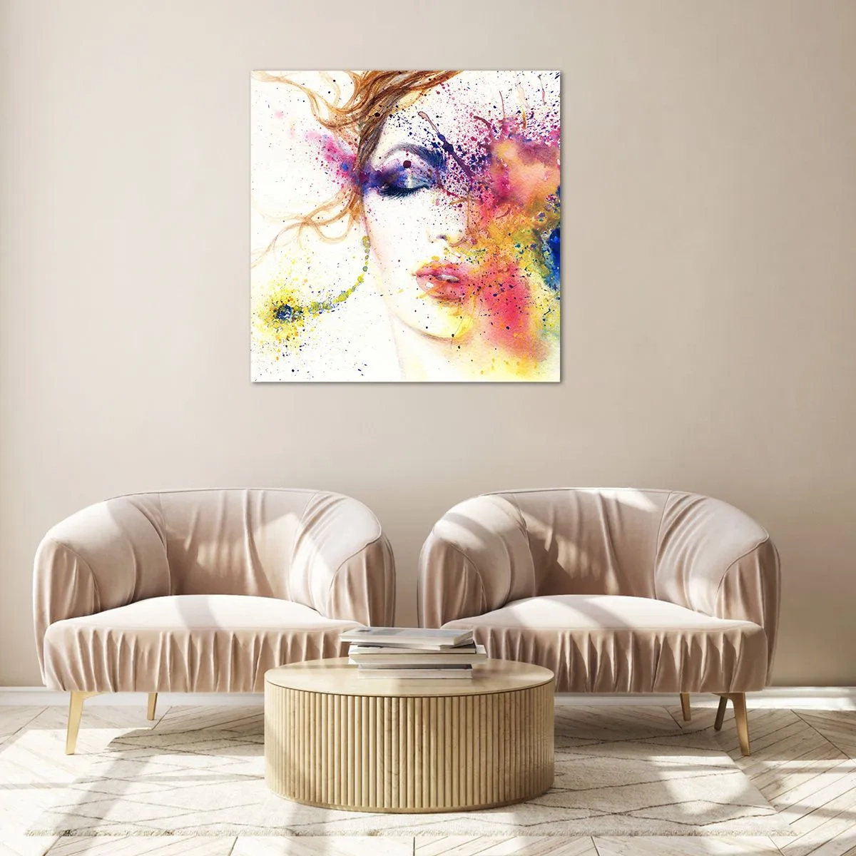 Glastavla - Bild på glas - Regnbågsyrsel - 60x60 cm