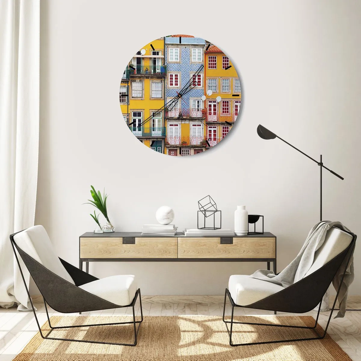 Väggklocka - Klocka på glas - Gamla stans färger - 30x30 cm
