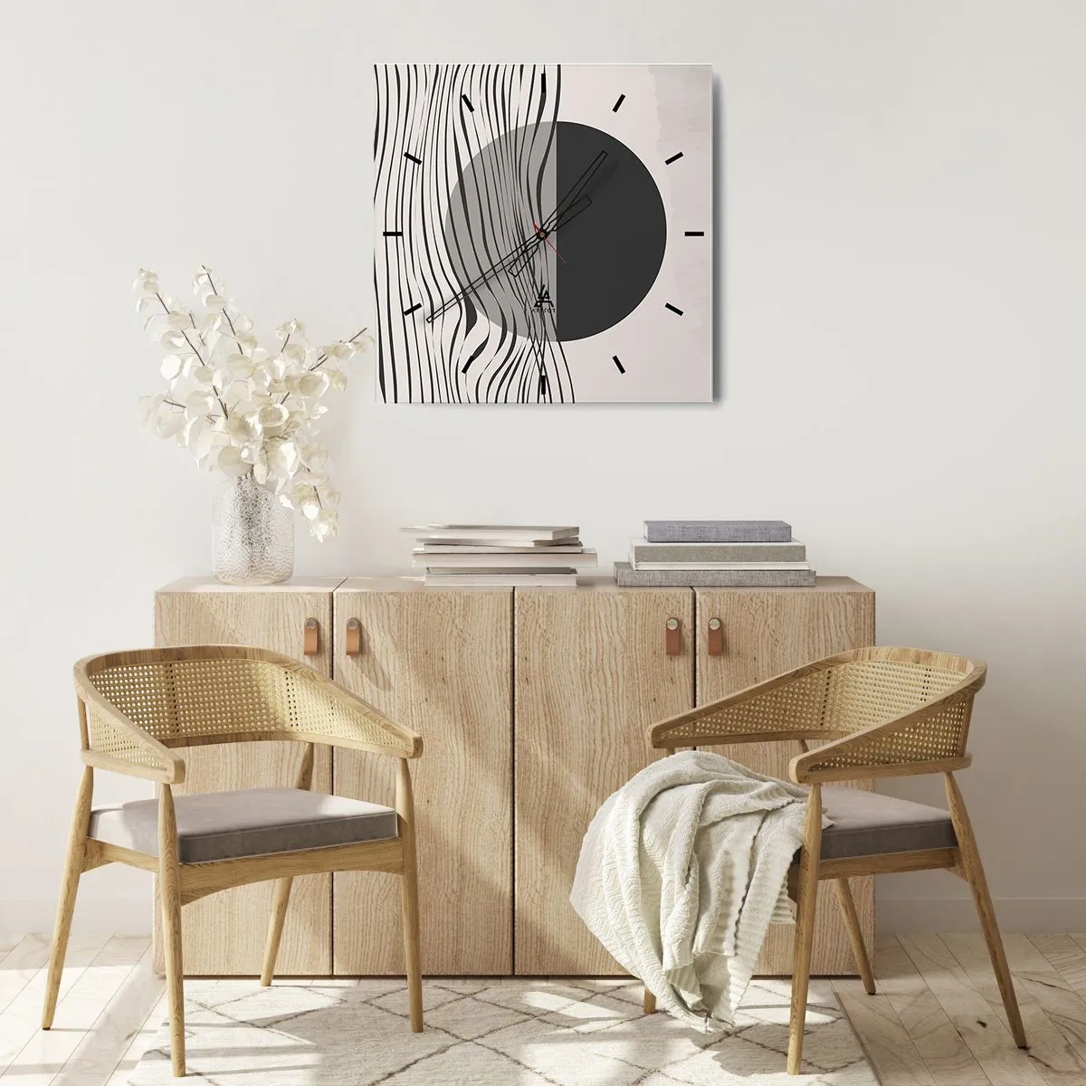 Väggklocka - Klocka på glas - Halvdan komposition - 30x30 cm