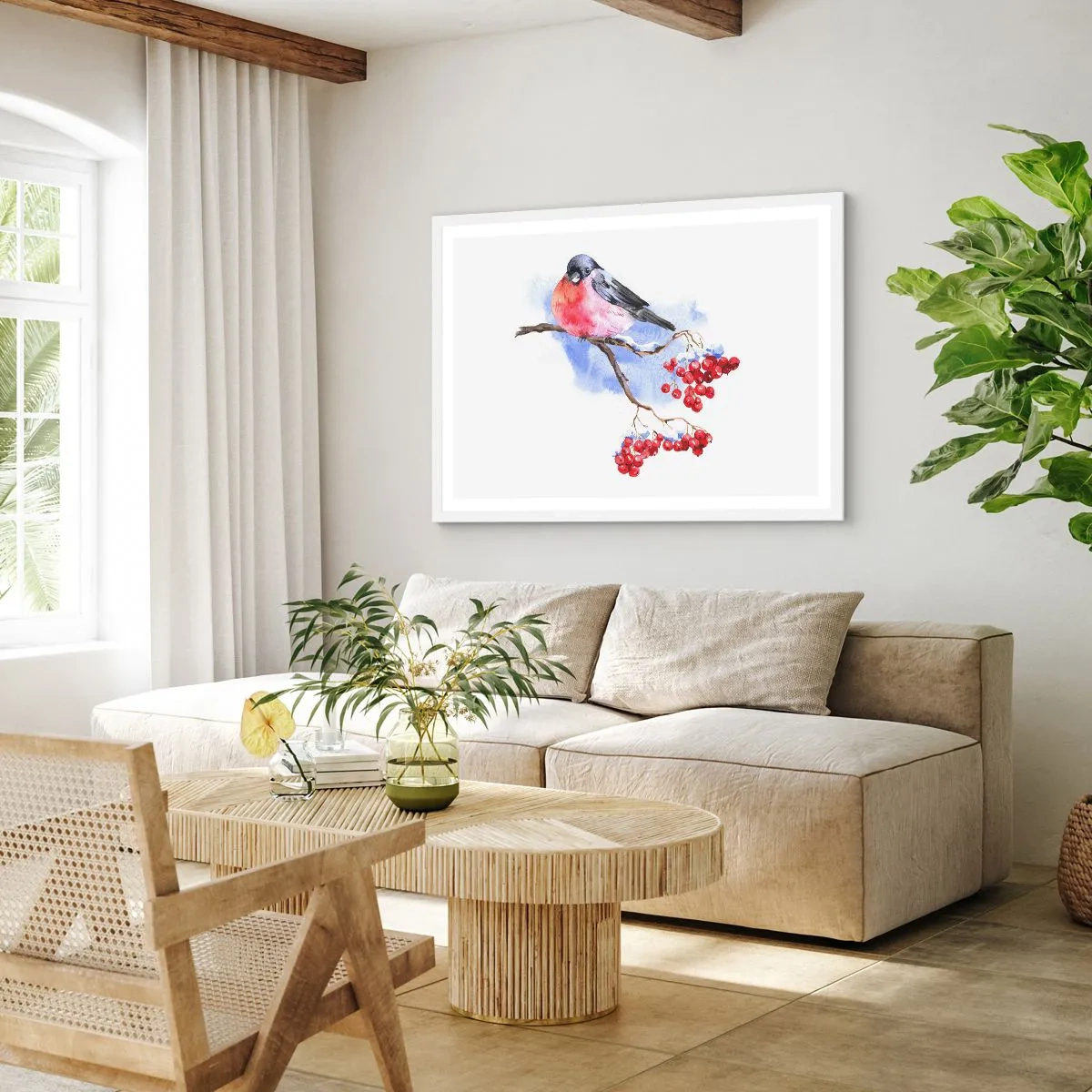 Affisch i vit ram - Vinter i färger - 100x70 cm