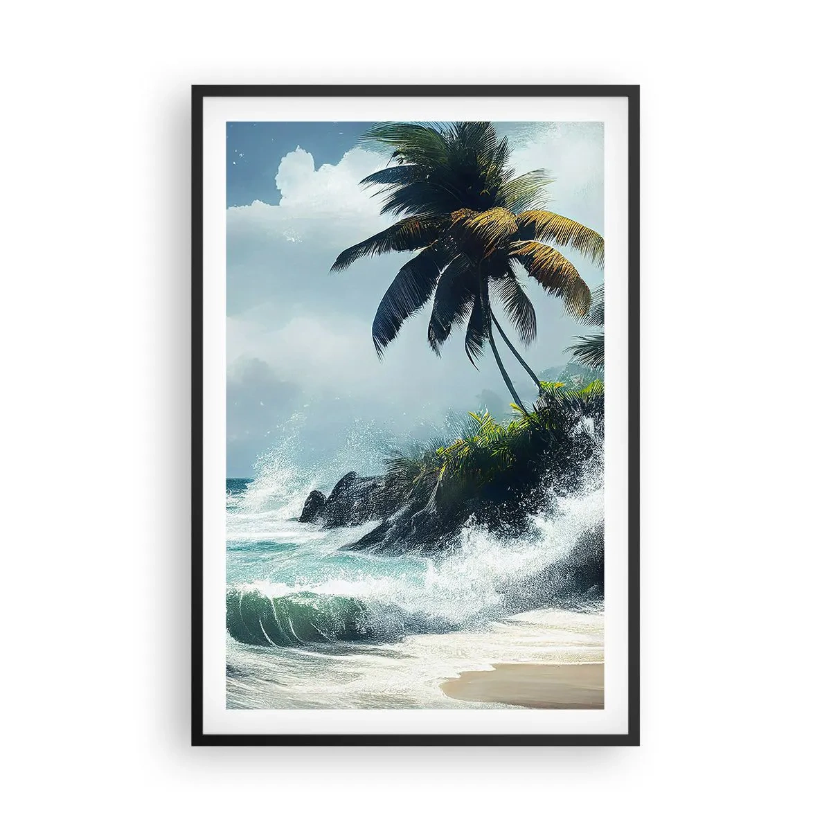 Affisch i svart ram - På en tropisk strand - 61x91 cm
