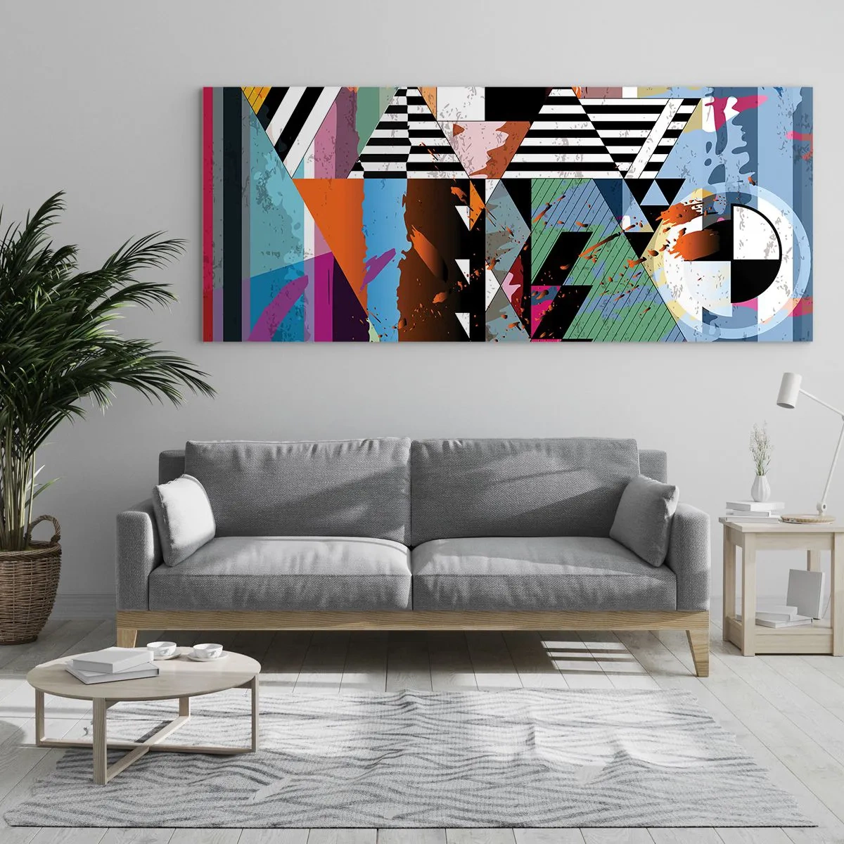 Glastavla - Bild på glas - Geometriskt och organiskt - 160x50 cm