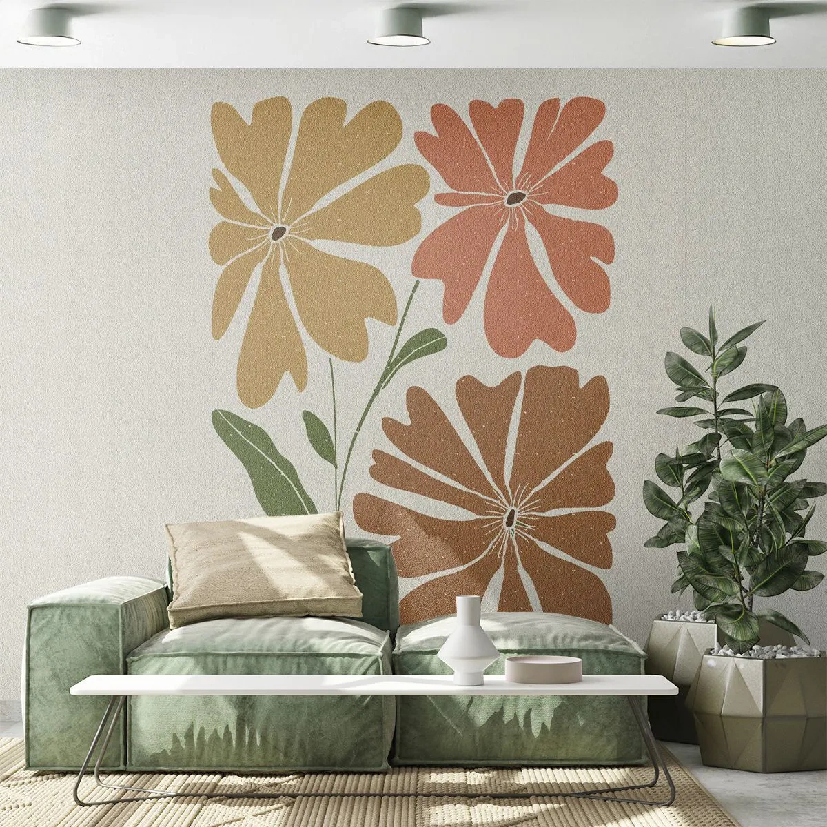 Självhäftande Fototapet Deluxe Sticker - Natur och geometri - Boho, Blommor, Minimalism - 300x210 cm