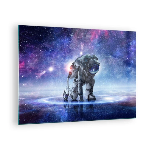 Glastavla - Bild på glas - Astronaut i rymden mot stjärnhimlen - 70x50cm - Stjärnig himmel över mig - Modern väggdekoration för vardagsrum och sovrum ARTTOR