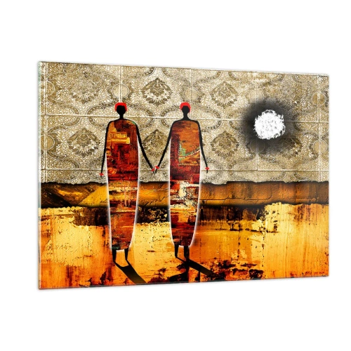 Glastavla - Bild på glas - Etnisk komposition i Afrikas färger - 120x80 cm