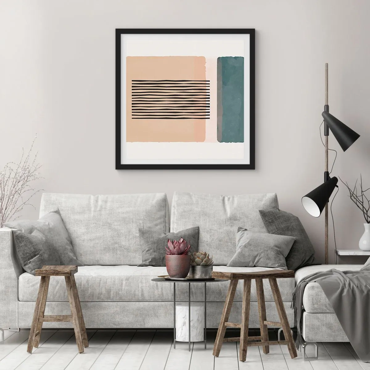 Affisch i svart ram - Allt väl - 30x30 cm