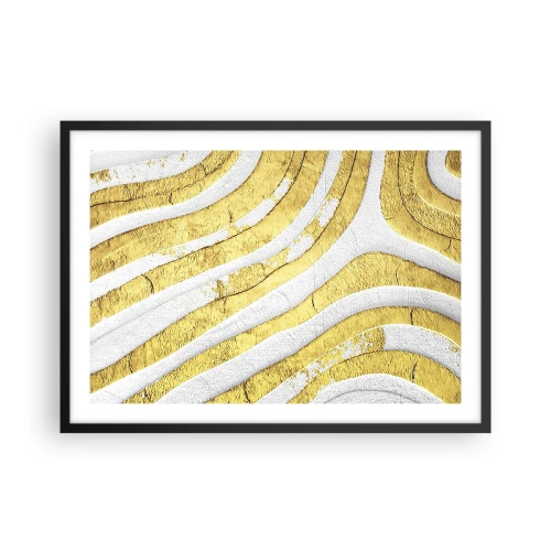 Affisch i svart ram - Komposition i vitt och guld - 70x50 cm