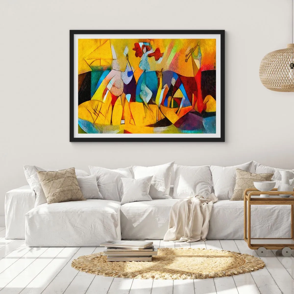 Affisch i svart ram - Sol - liv -glädje - 100x70 cm
